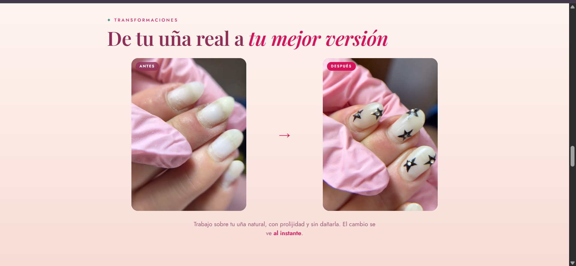 La web de Glowing Nails en vivo